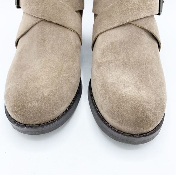Vince Camuto Walleya Taupe Suede Motorcycle Boots Sz 7.5 - Picture 10 of 15